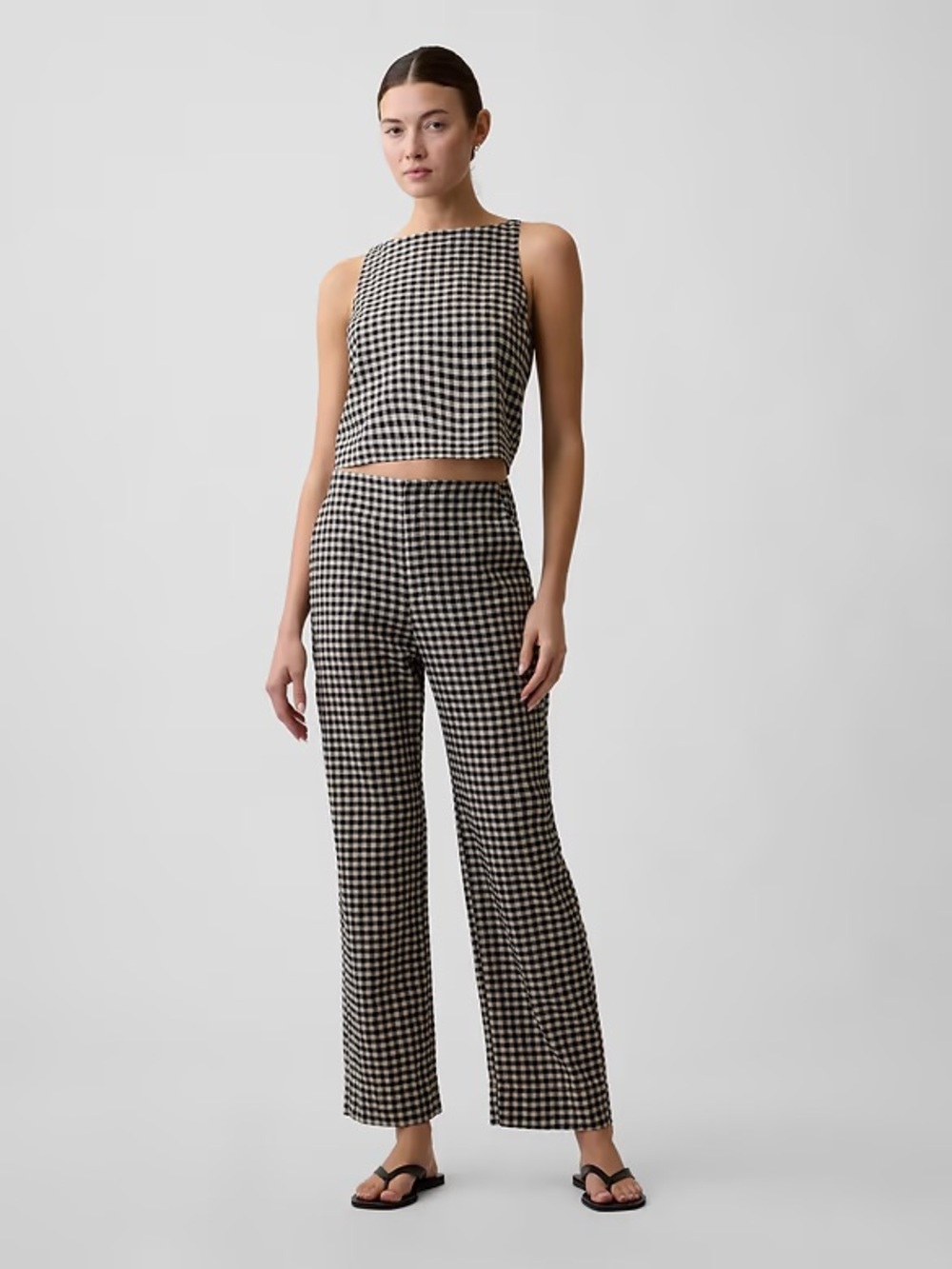 Gap Factory High Rise Linen-Blend Straight Crop Pants 6 Tall NWOT